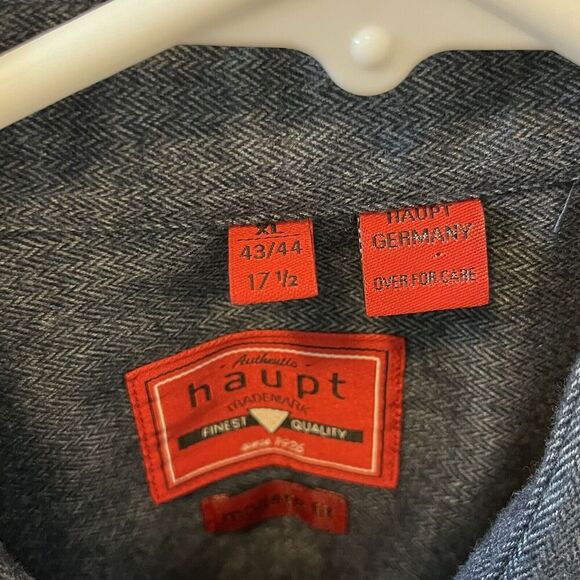 Haupt Germany Blue Button Down Long Sleeve Shirt Modern Fit Men's XL 17.5 43/44 - Picture 4 of 10